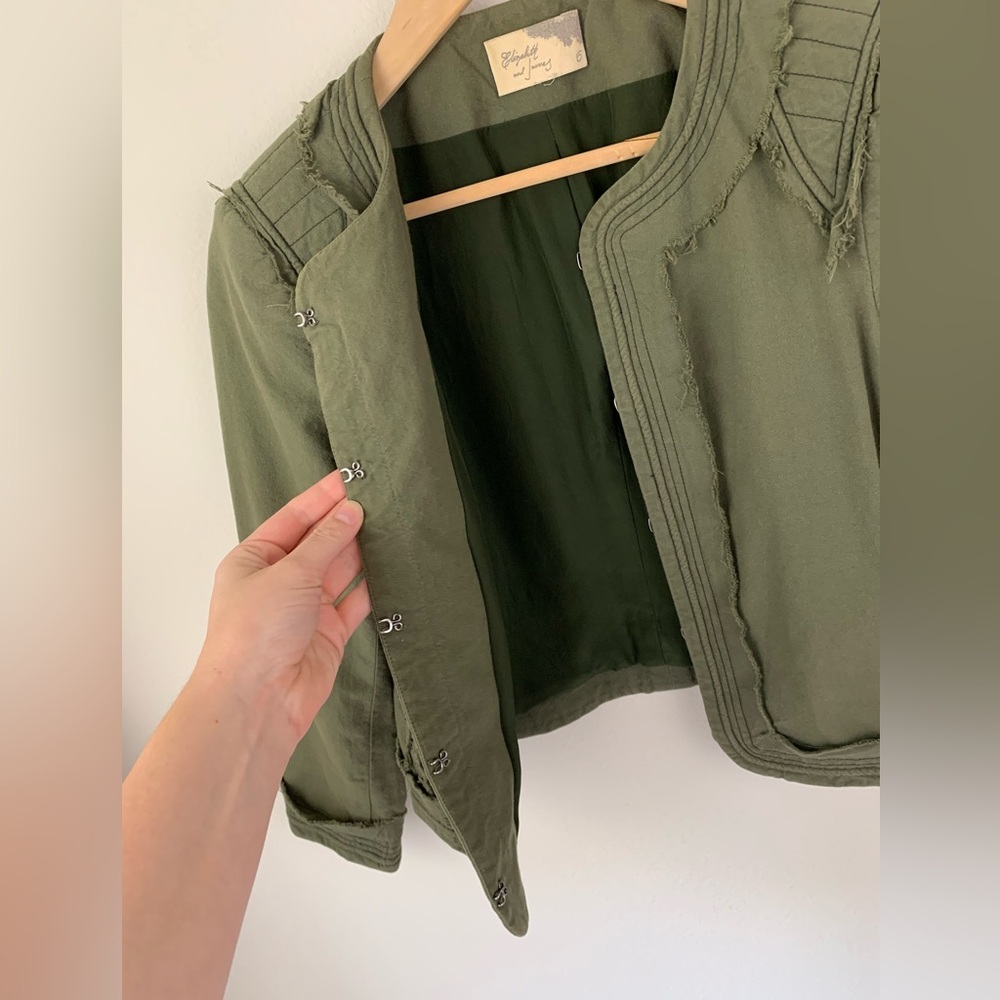 Elizabeth and James Olive Green Military Jacket 3/4 sleeves - Picture 6 of 13